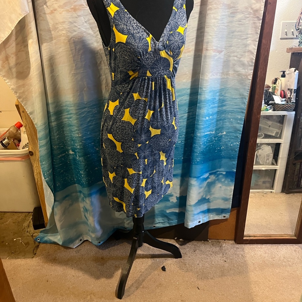 Boden Navy Blue Sundress with Yellow Floral Accents